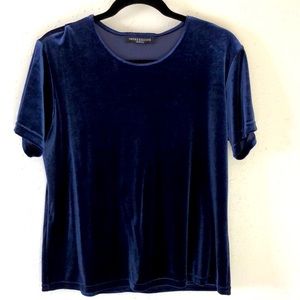 Deep navy blue velveteen top